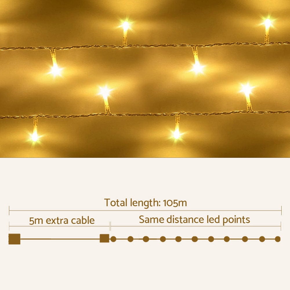 100M Christmas Lights String Fairy Light 500 LED Warm White Jingle Jollys - SportZone.co.nz