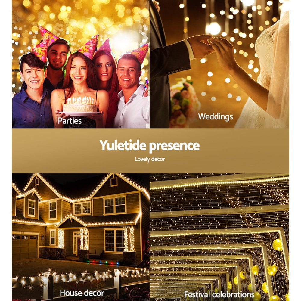 100M Christmas Lights String Fairy Light 500 LED Warm White Jingle Jollys - SportZone.co.nz