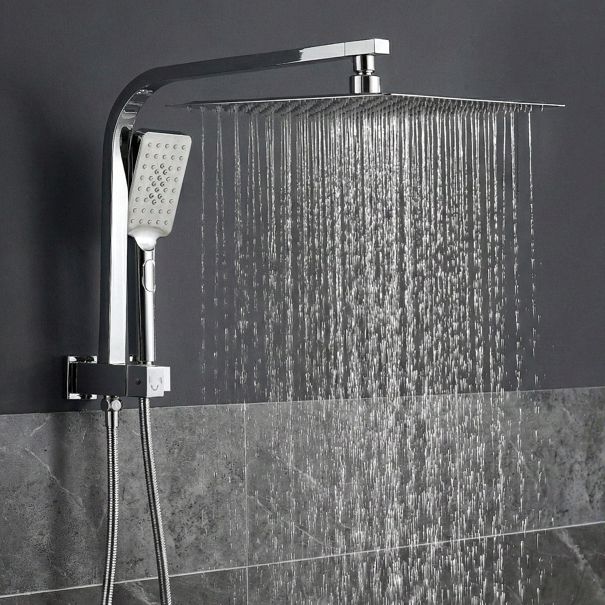 12" Rain Shower Head Set with 3 - Mode Handheld Brass High Pressure WELS Chrome - SportZone.co.nz