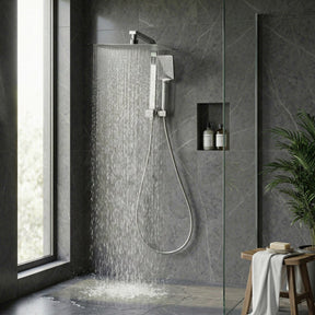 12" Rain Shower Head Set with 3 - Mode Handheld Brass High Pressure WELS Chrome - SportZone.co.nz