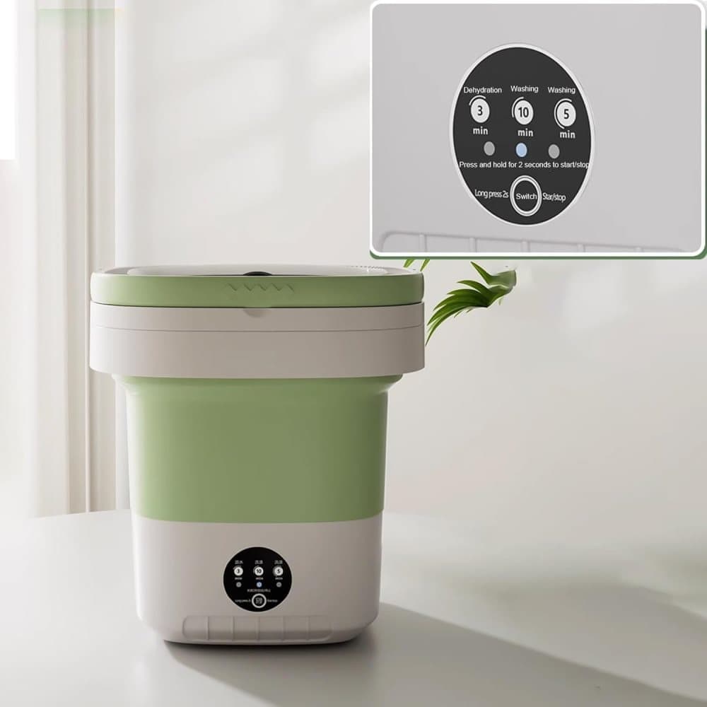 12L Portable Foldable Washing Machine – Mini Travel Washer Green - SportZone.co.nz