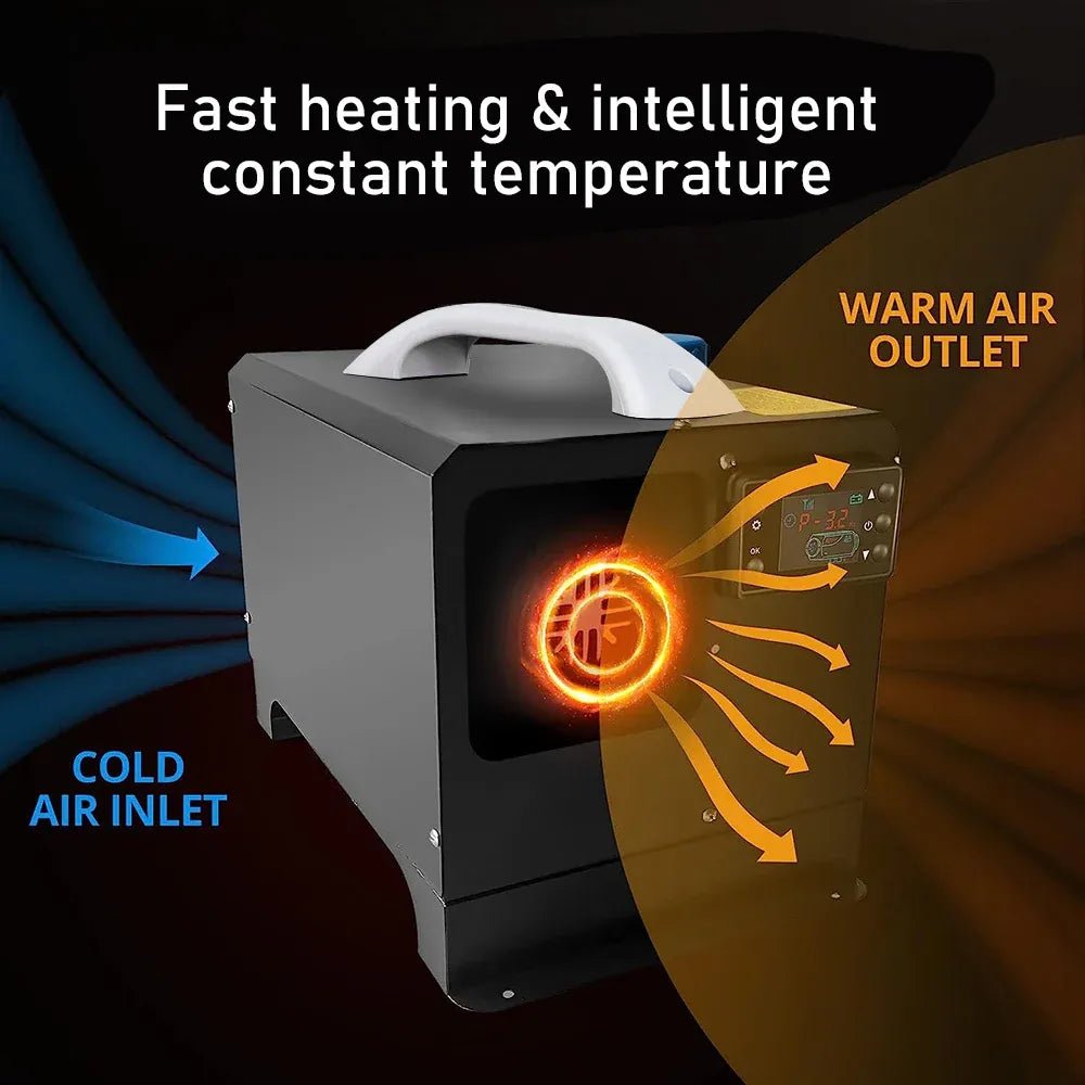 12V 8KW Diesel Air Heater Kit with LCD Display & Remote Control - SportZone.co.nz