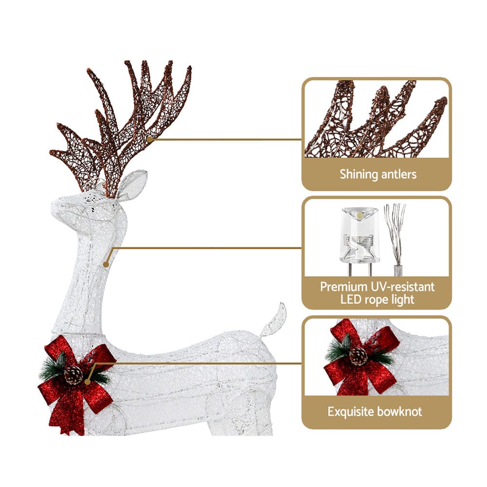 1.5M Christmas Lights Reindeer 100 LED Decorations Jingle Jollys - SportZone.co.nz