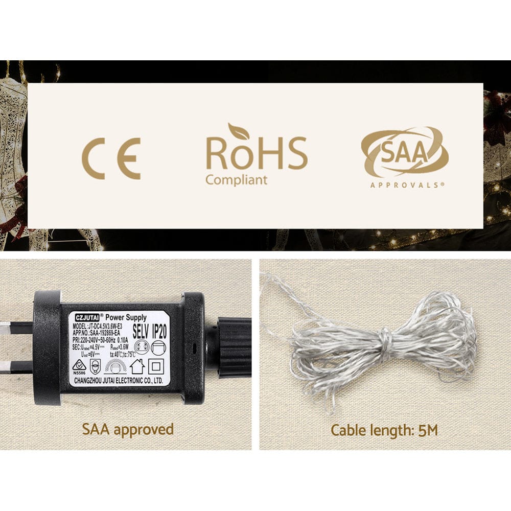 1.5M Christmas Lights Reindeer 100 LED Decorations Jingle Jollys - SportZone.co.nz