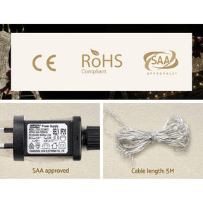 1.5M Christmas Lights Reindeer 100 LED Decorations Jingle Jollys - SportZone.co.nz