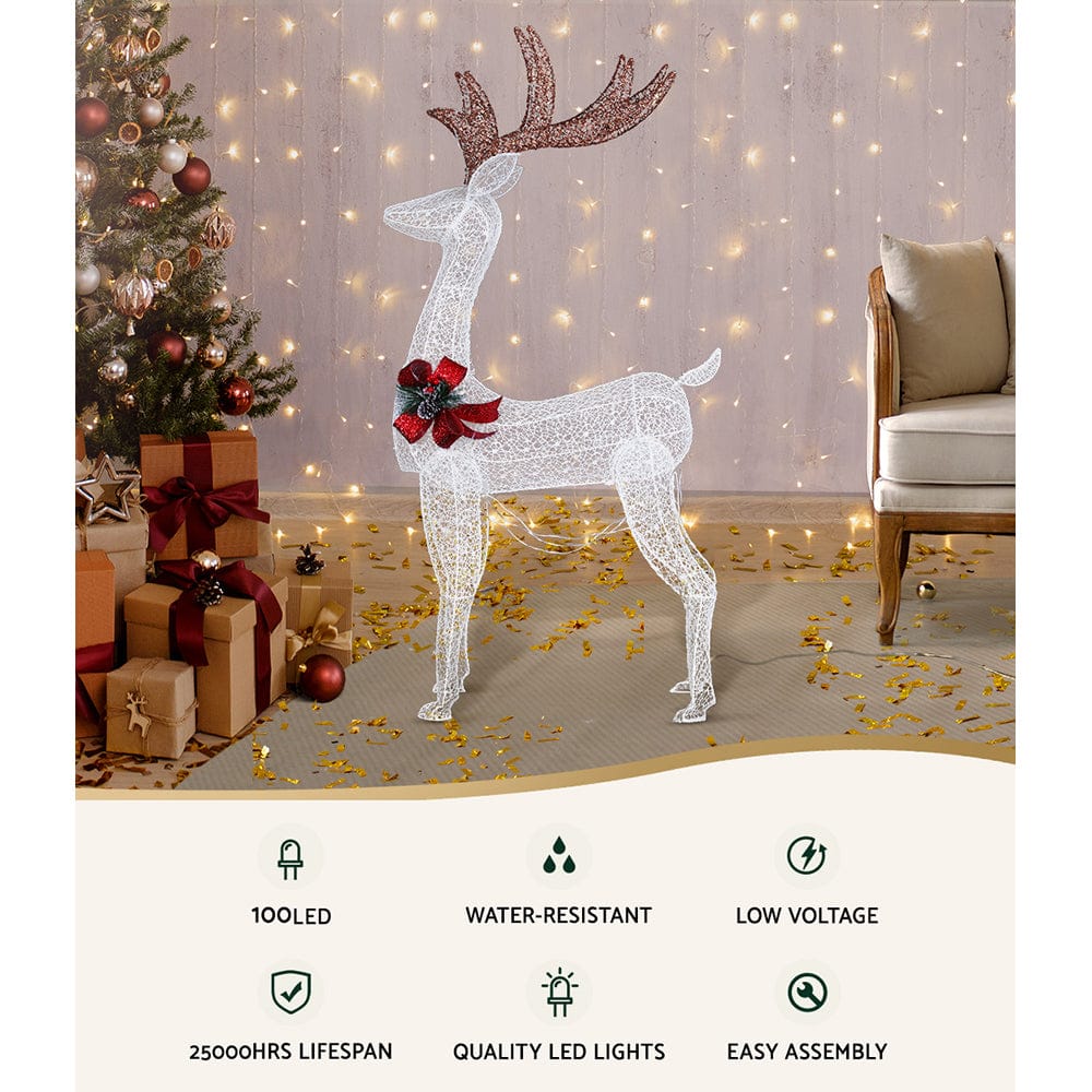 1.5M Christmas Lights Reindeer 100 LED Decorations Jingle Jollys - SportZone.co.nz
