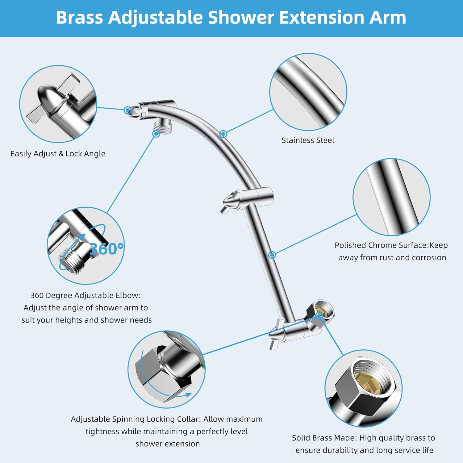 16“ Shower Arm with 10" Rainfall Showerhead - SportZone.co.nz
