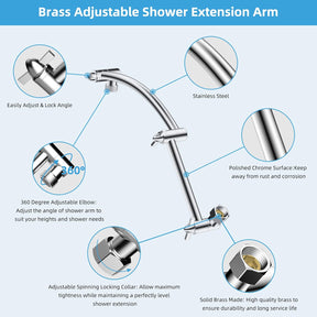 16“ Shower Arm with 10" Rainfall Showerhead - SportZone.co.nz