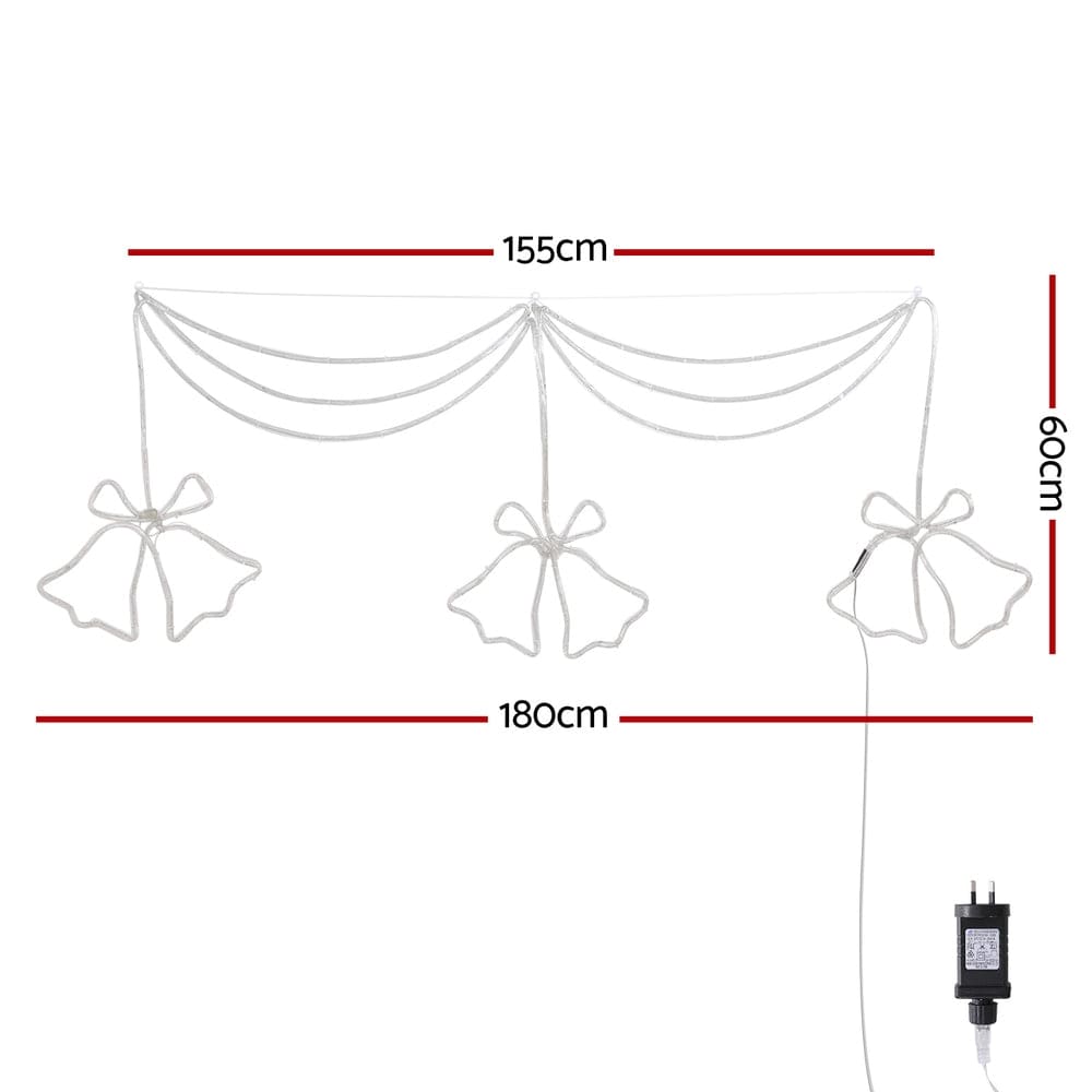 1.8M Christmas Lights 288 LED Bell Motif Light Decorations Jingle Jollys - SportZone.co.nz