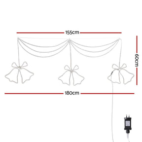 1.8M Christmas Lights 288 LED Bell Motif Light Decorations Jingle Jollys - SportZone.co.nz