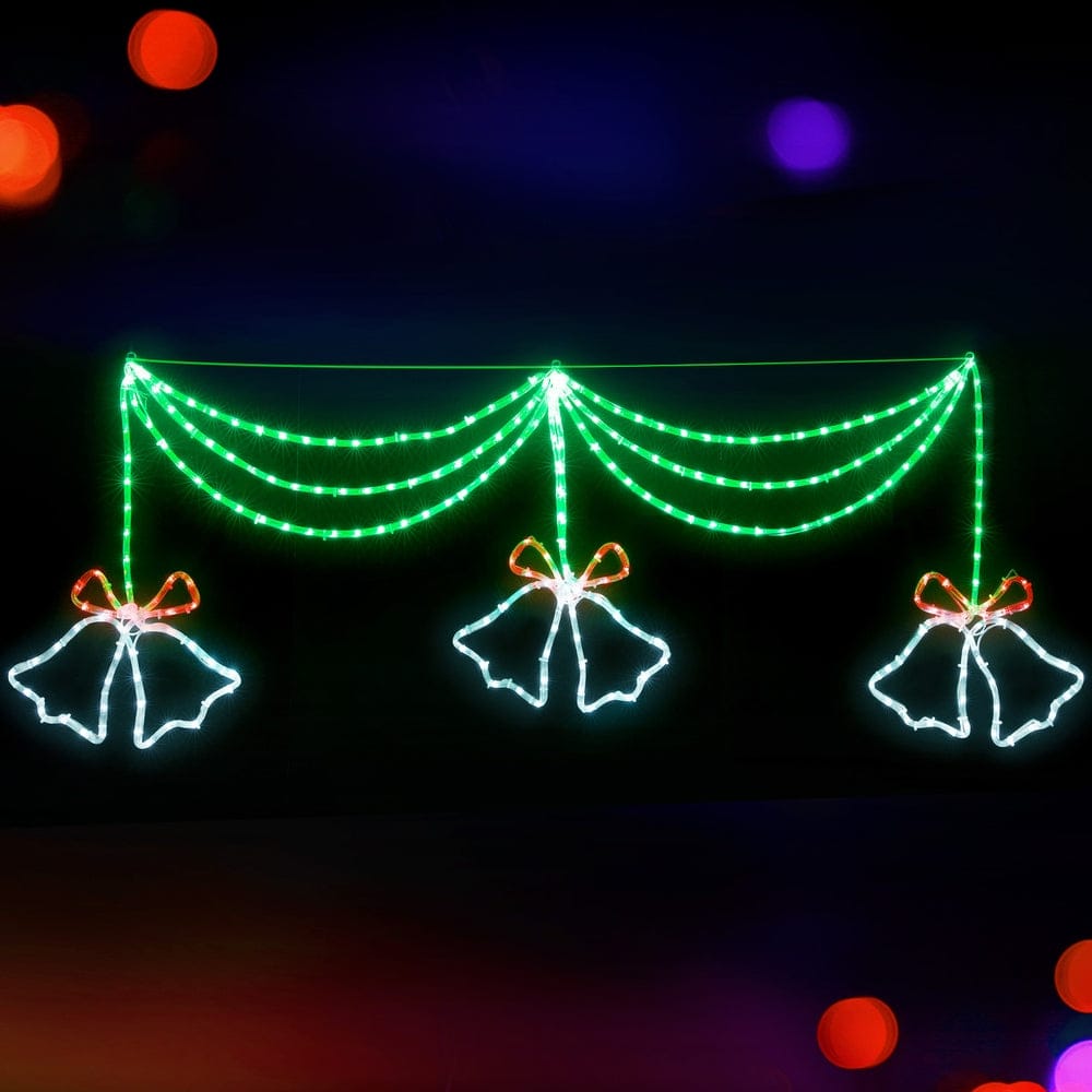 1.8M Christmas Lights 288 LED Bell Motif Light Decorations Jingle Jollys - SportZone.co.nz