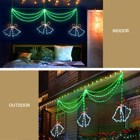 1.8M Christmas Lights 288 LED Bell Motif Light Decorations Jingle Jollys - SportZone.co.nz