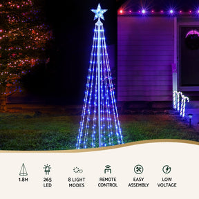 1.8M Christmas Tree 265 LED RGB Fairy Lights Jingle Jollys - SportZone.co.nz