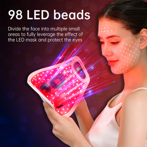 LED Light Therapy Face Mask – 98 LEDs, 4 Colour Modes, USB Rechargeable