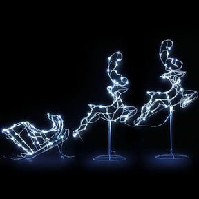 1X Christmas Lights Reindeer Sleigh 120 LED Decorations Jingle Jollys - SportZone.co.nz