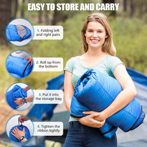2-in-1 Winter Camping Warmth Kit with Carry Bag: 210 * 75cm Beige Portable Waterproof Warm Sleeping Bag and 200 * 140cm Large Black Double Layer Waterproof Fleece Camping Blanket for Hiking Travel Indoor Outdoor Use - SportZone.co.nz