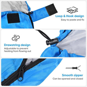 2-in-1 Winter Camping Warmth Kit with Carry Bag: 210 * 75cm Blue Portable Waterproof Warm Sleeping Bag and 200 * 140cm Large Black Double Layer Waterproof Fleece Camping Blanket for Hiking Travel Indoor Outdoor Use - SportZone.co.nz