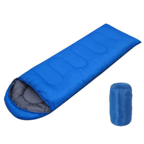 2-in-1 Winter Camping Warmth Kit with Carry Bag: 210 * 75cm Blue Portable Waterproof Warm Sleeping Bag and 200 * 140cm Large Black Double Layer Waterproof Fleece Camping Blanket for Hiking Travel Indoor Outdoor Use - SportZone.co.nz