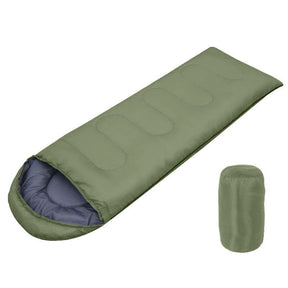 2-in-1 Winter Camping Warmth Kit with Carry Bag: 210 * 75cm Green Portable Waterproof Warm Sleeping Bag and 200 * 140cm Large Black Double Layer Waterproof Fleece Camping Blanket for Hiking Travel Indoor Outdoor Use - SportZone.co.nz