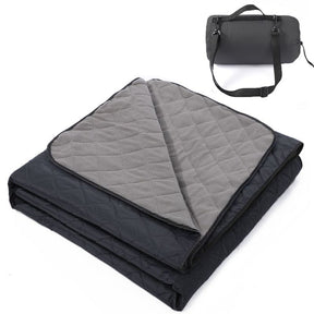 2-in-1 Winter Camping Warmth Kit with Carry Bag: 210 * 75cm Navy Blue Portable Waterproof Warm Sleeping Bag and 200 * 140cm Large Black Double Layer Waterproof Fleece Camping Blanket for Hiking Travel Indoor Outdoor Use - SportZone.co.nz