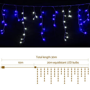 20M Christmas Lights Icicle Light 800 LED Blue White Decor Jingle Jollys - SportZone.co.nz