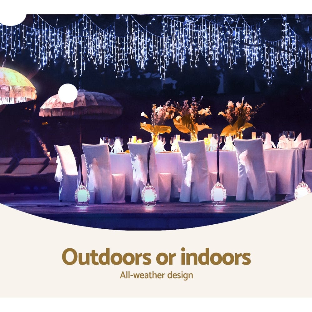 20M Christmas Lights Icicle Light 800 LED Blue White Decor Jingle Jollys - SportZone.co.nz