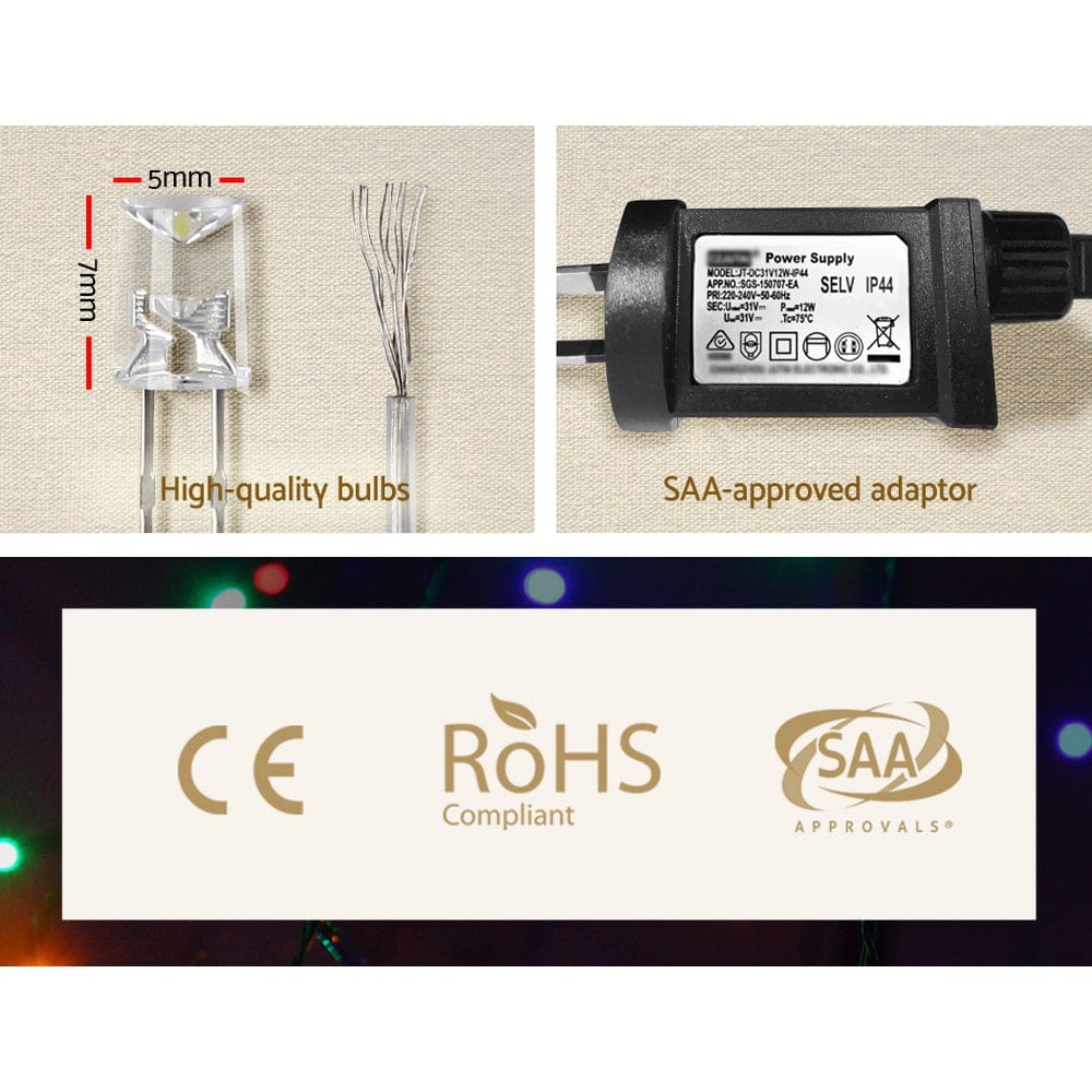 20M Christmas Lights Icicle Light 800 LED Multi-coloured Jingle Jollys - SportZone.co.nz