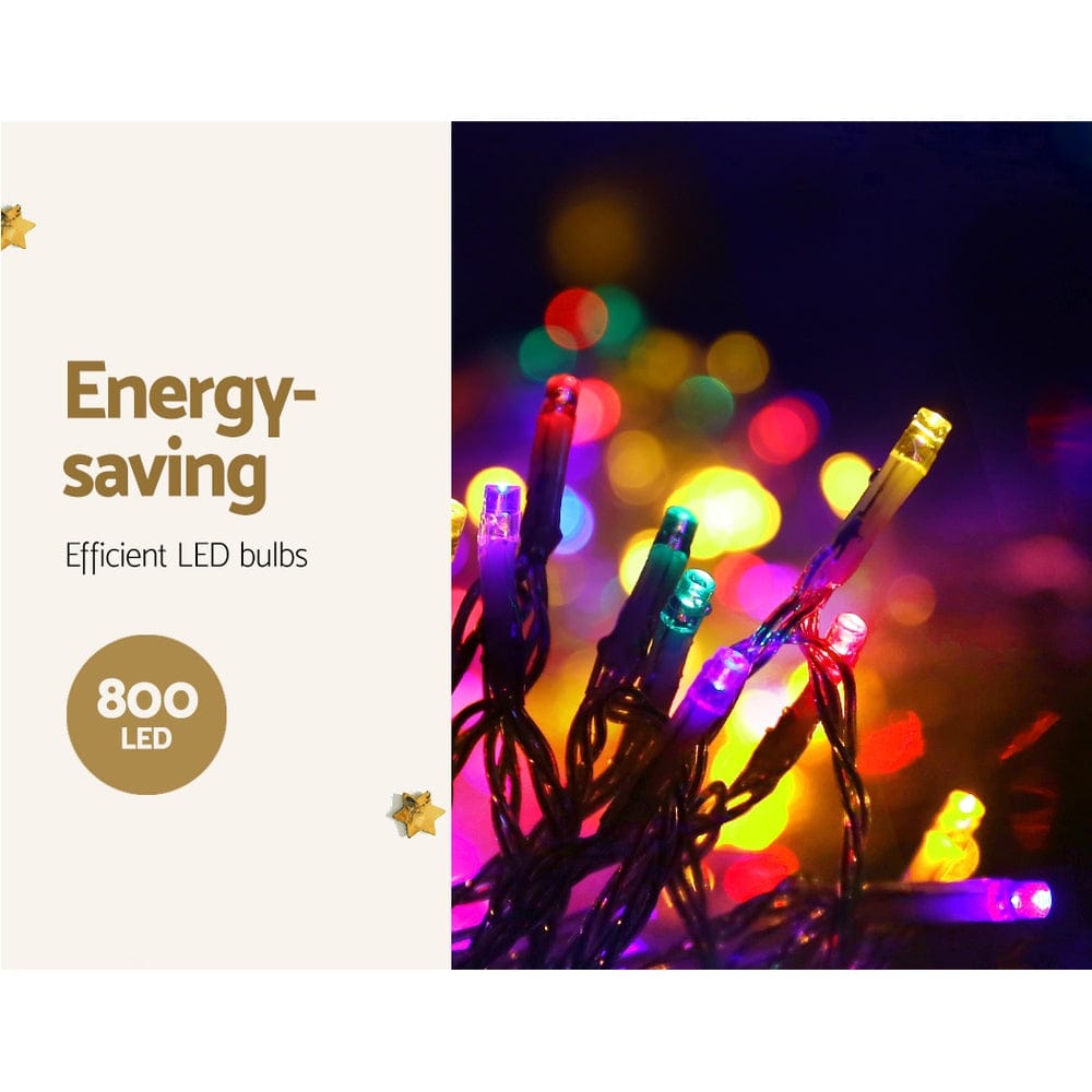 20M Christmas Lights Icicle Light 800 LED Multi-coloured Jingle Jollys - SportZone.co.nz