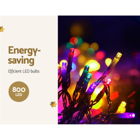 20M Christmas Lights Icicle Light 800 LED Multi-coloured Jingle Jollys - SportZone.co.nz