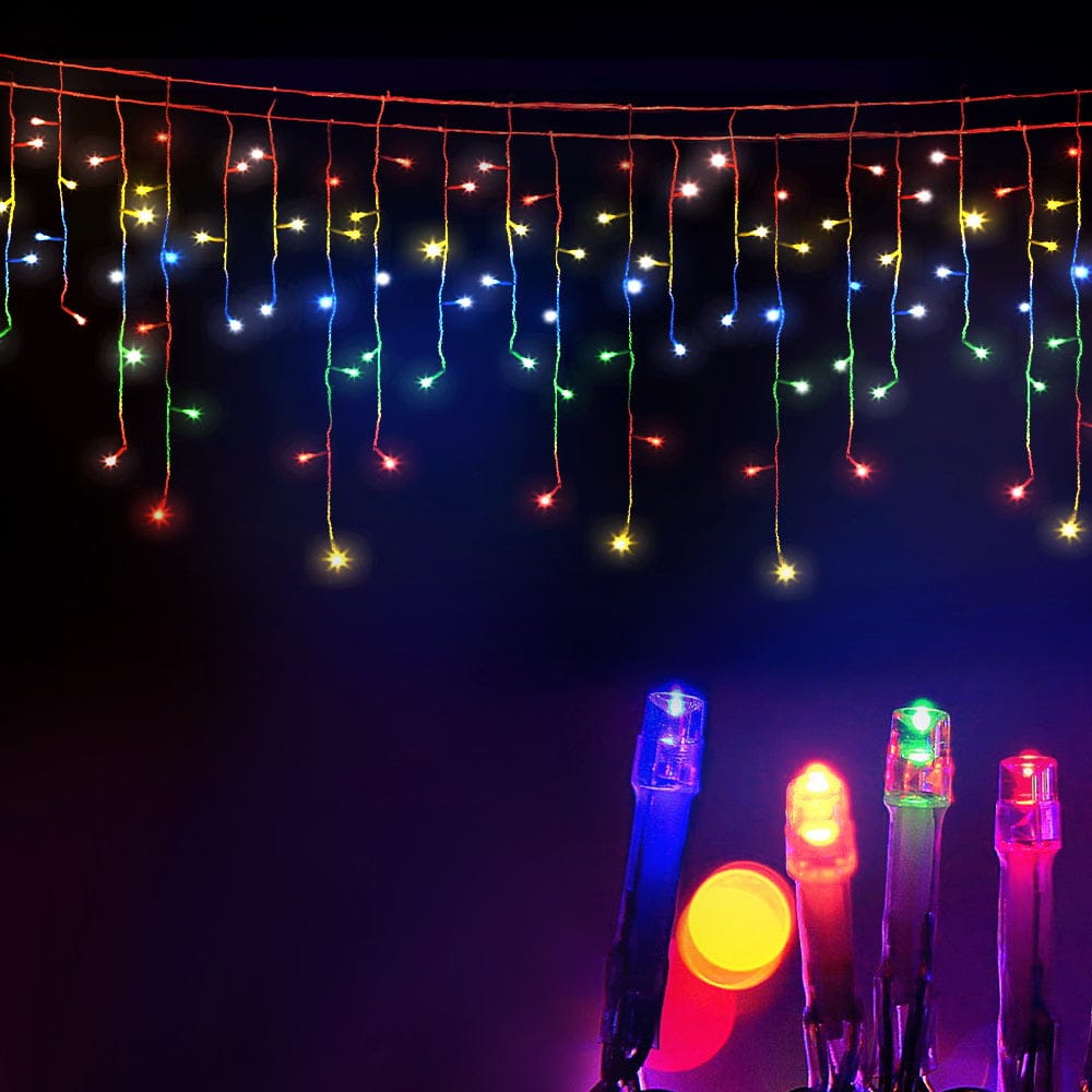 20M Christmas Lights Icicle Light 800 LED Multi-coloured Jingle Jollys - SportZone.co.nz