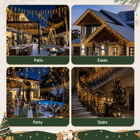 20M Christmas Lights Icicle Light 800 LED Warm White Decor Jingle Jollys - SportZone.co.nz