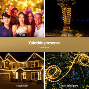 20M Christmas Lights String Rope Light Decorations 600 LED Warm Jingle Jollys - SportZone.co.nz