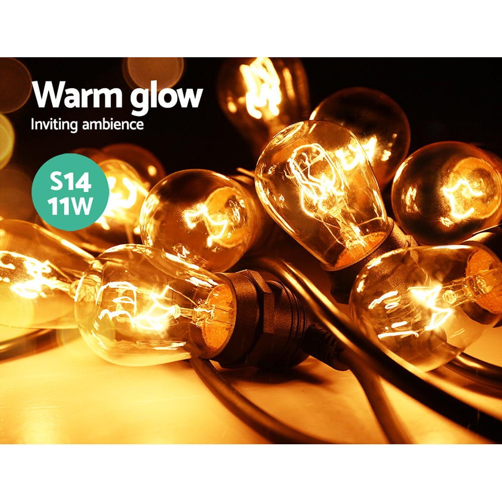 20m LED Festoon String Lights Outdoor Christmas Wedding Waterproof Garden Decor - SportZone.co.nz