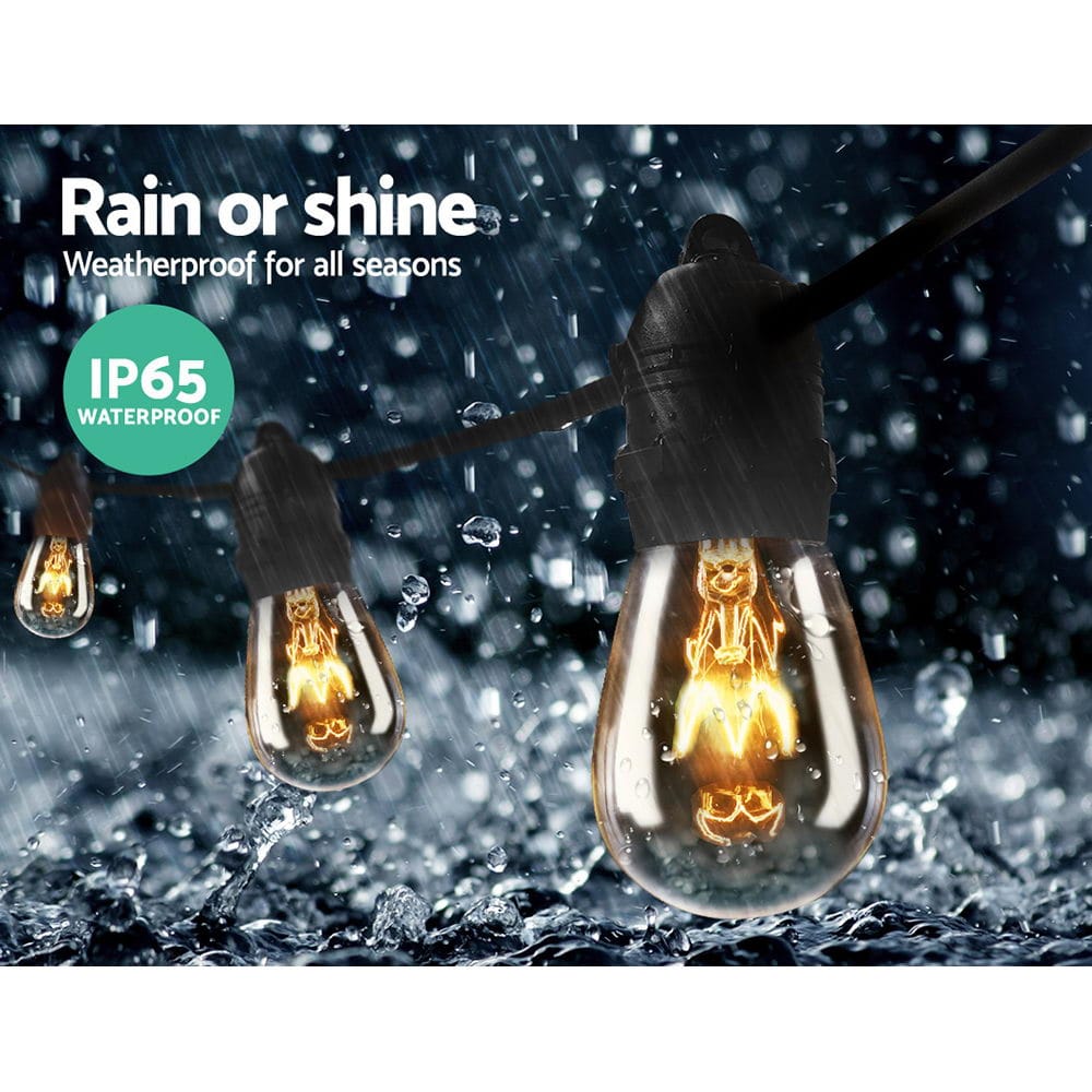 20m LED Festoon String Lights Outdoor Christmas Wedding Waterproof Garden Decor - SportZone.co.nz
