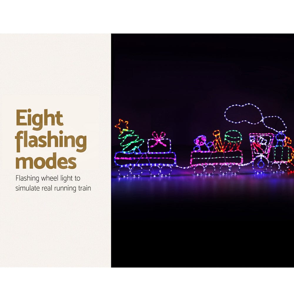 2.1M Christmas Lights 631 LED Train Motif Light Decorations Jingle Jollys - SportZone.co.nz