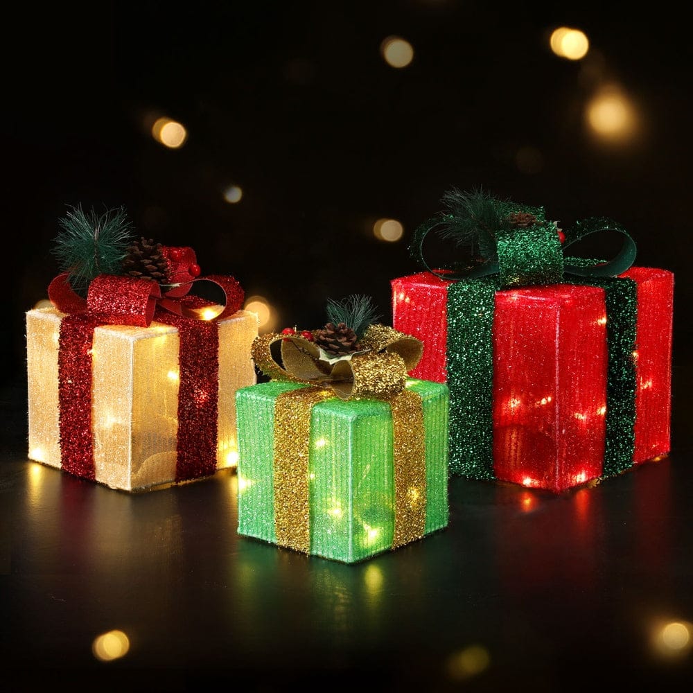3 PCS Christmas Lights 60 LED Fairy Light Gift Box Jingle Jollys - SportZone.co.nz
