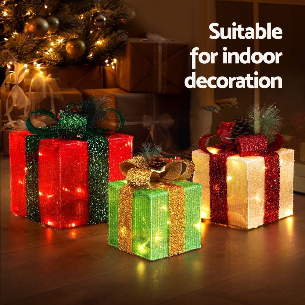 3 PCS Christmas Lights 60 LED Fairy Light Gift Box Jingle Jollys - SportZone.co.nz