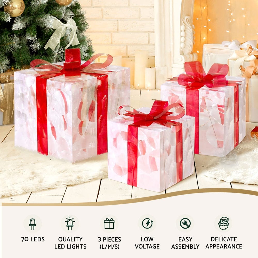 3 PCS Christmas Lights 70 LED Fairy Light Gift Box Jingle Jollys - SportZone.co.nz