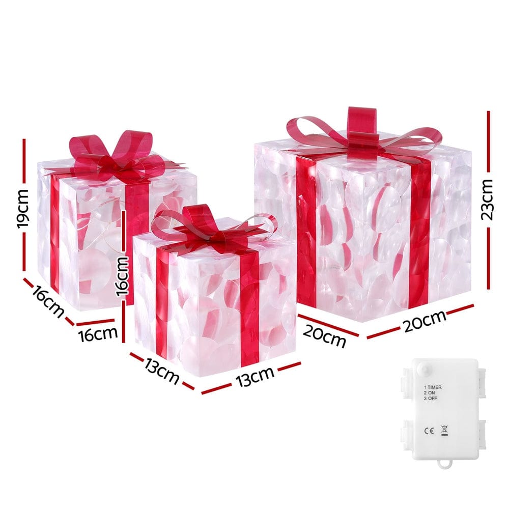 3 PCS Christmas Lights 70 LED Fairy Light Gift Box Jingle Jollys - SportZone.co.nz