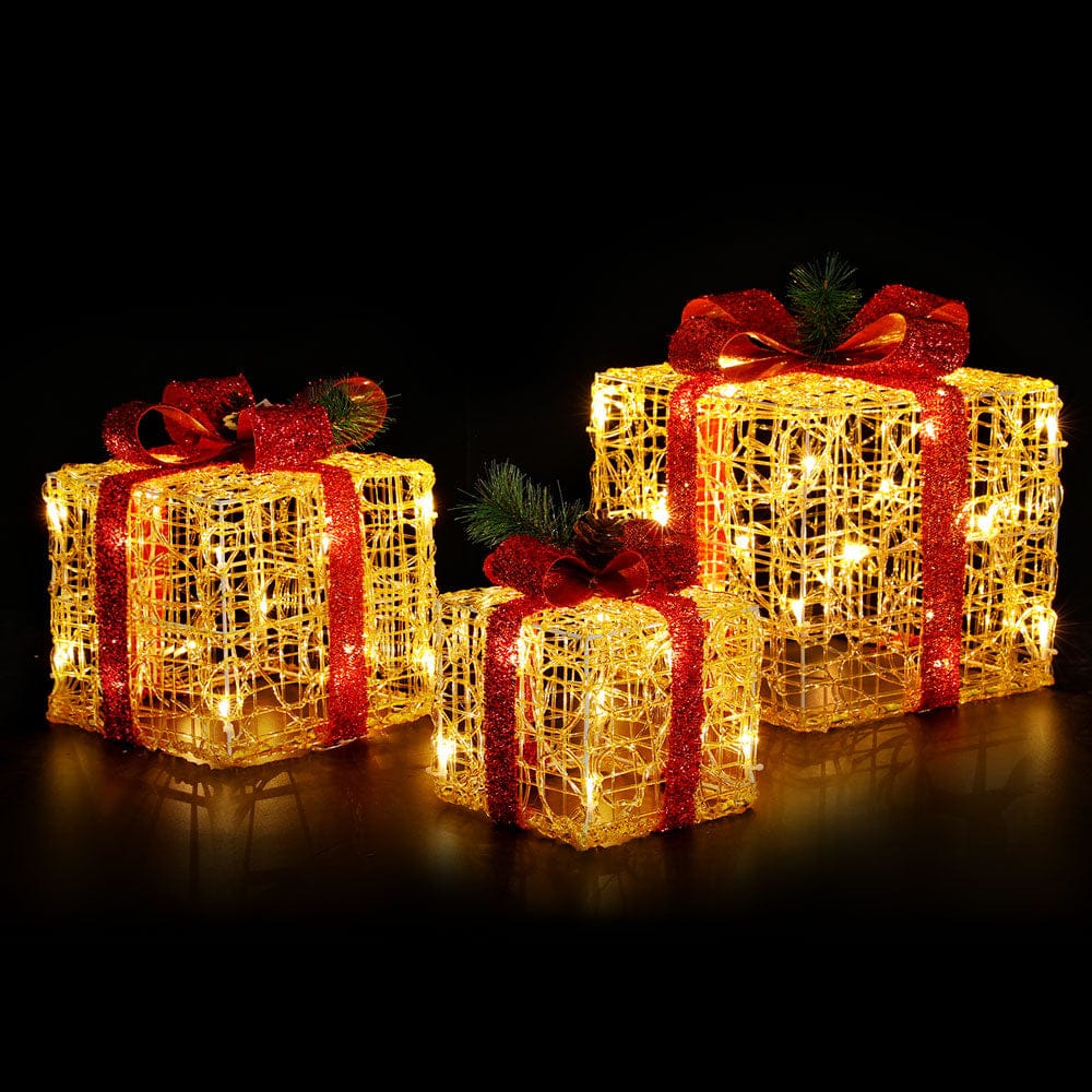 3 PCS Christmas Lights Gift Box Set Set 48 LED Decorations Jingle Jollys - SportZone.co.nz