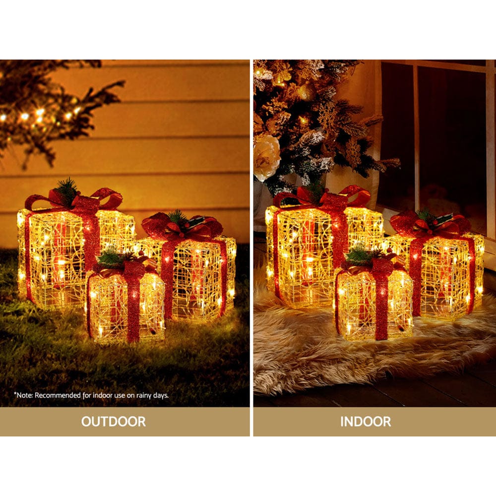 3 PCS Christmas Lights Gift Box Set Set 48 LED Decorations Jingle Jollys - SportZone.co.nz