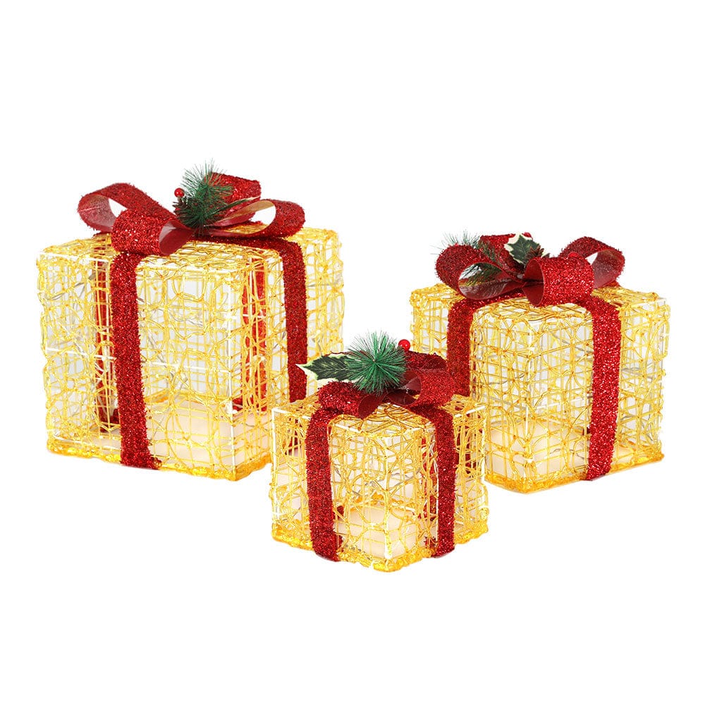3 PCS Christmas Lights Gift Box Set Set 48 LED Decorations Jingle Jollys - SportZone.co.nz