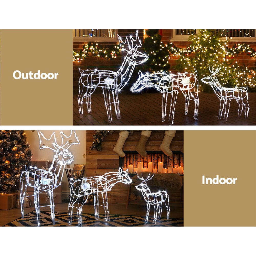 3 PCS Christmas Lights Reindeers 250 LED Decorations Jingle Jollys - SportZone.co.nz