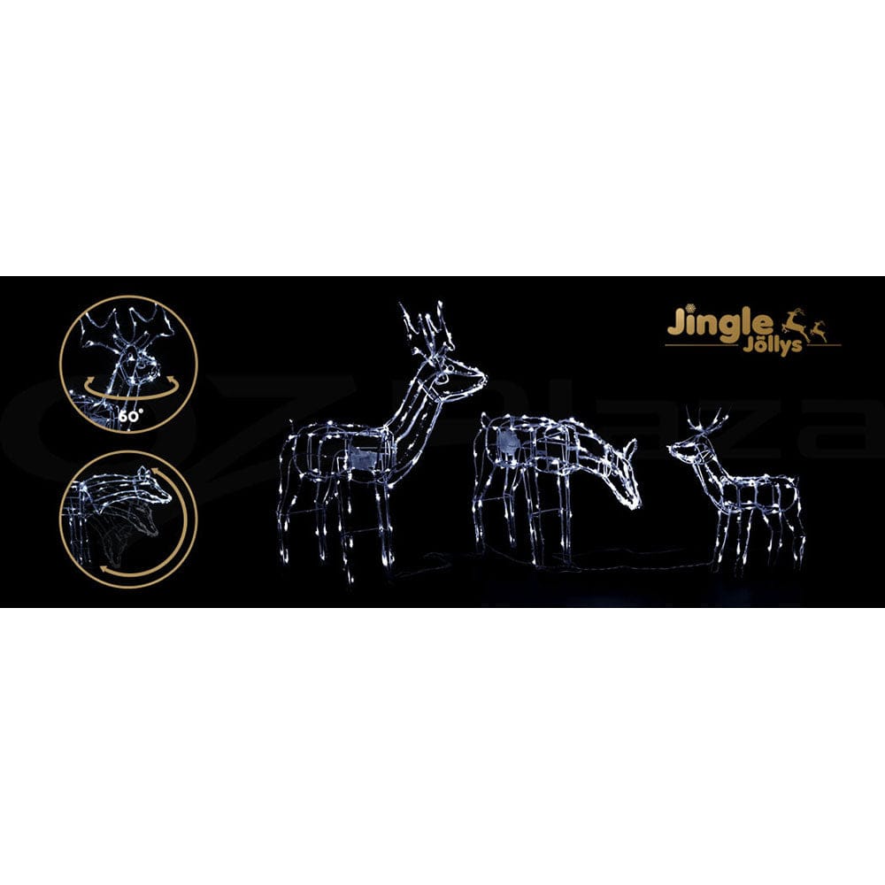 3 PCS Christmas Lights Reindeers 250 LED Decorations Jingle Jollys - SportZone.co.nz