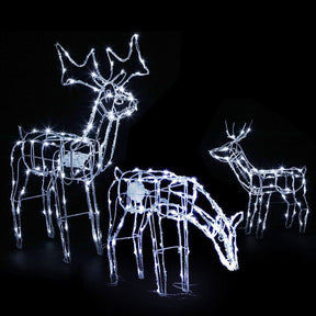 3 PCS Christmas Lights Reindeers 250 LED Decorations Jingle Jollys - SportZone.co.nz