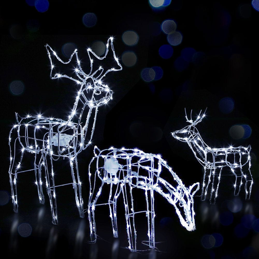 3 PCS Christmas Lights Reindeers 250 LED Decorations Jingle Jollys - SportZone.co.nz