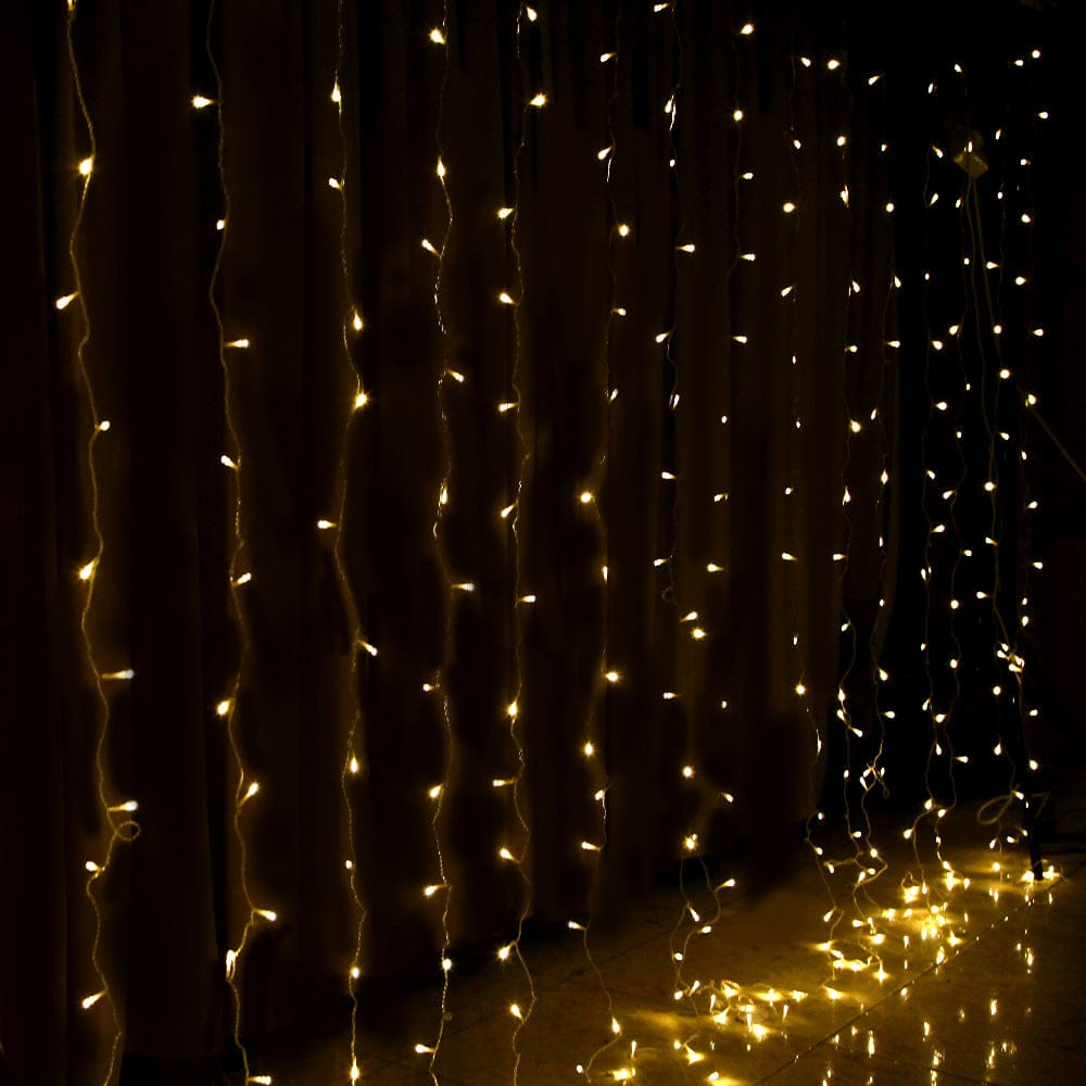 3X6M Christmas Lights Curtain Light Warm White 600 LED Jingle Jollys - SportZone.co.nz