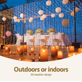 3X6M Christmas Lights Curtain Light Warm White 600 LED Jingle Jollys - SportZone.co.nz