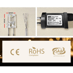 3X6M Christmas Lights Curtain Light Warm White 600 LED Jingle Jollys - SportZone.co.nz
