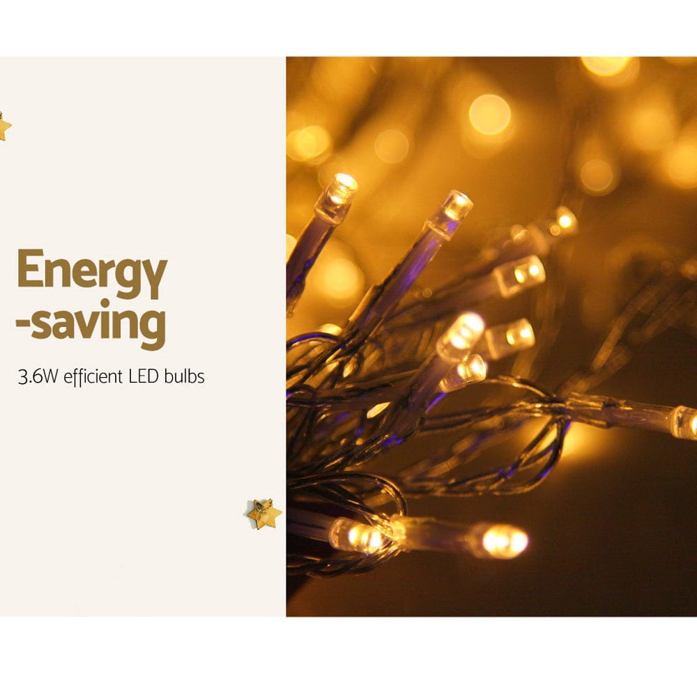 3X6M Christmas Lights Curtain Light Warm White 600 LED Jingle Jollys - SportZone.co.nz